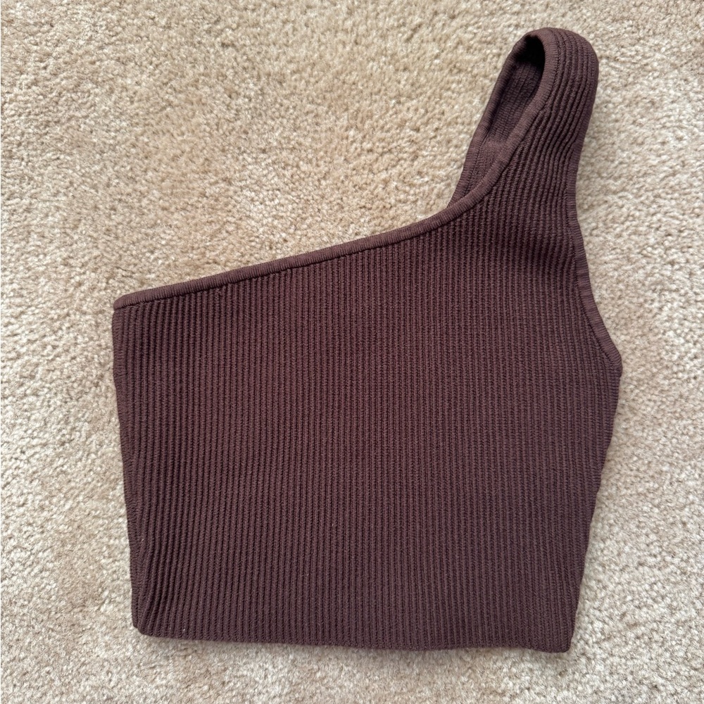 Babaton Chocolate Ribbed Knit Top